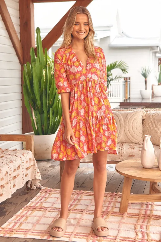 Follow the Sun Print Finch Mini Dress sold by Lilac and Mila