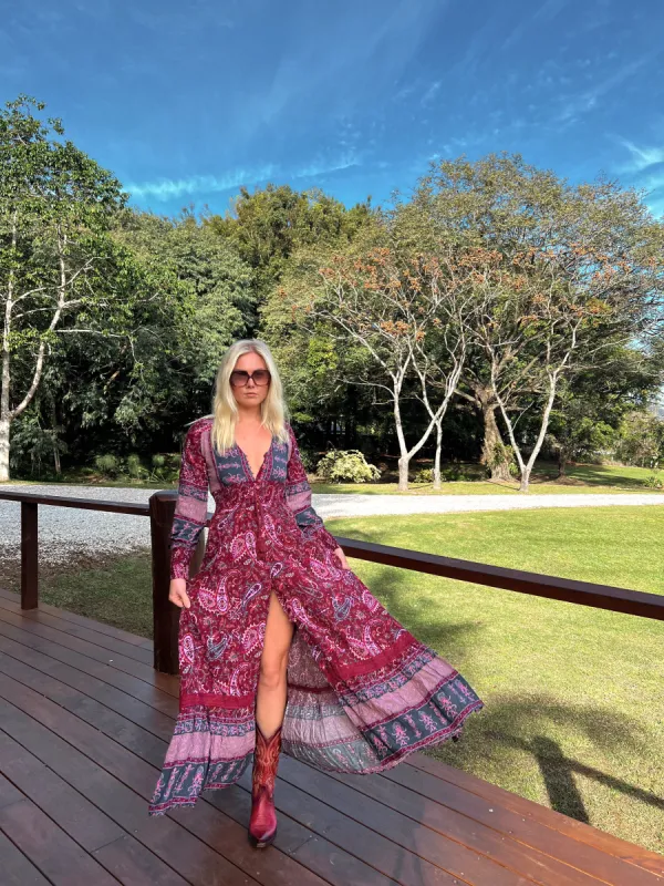 Sadie Print Sabrina Maxi sold by Lilac and Mila