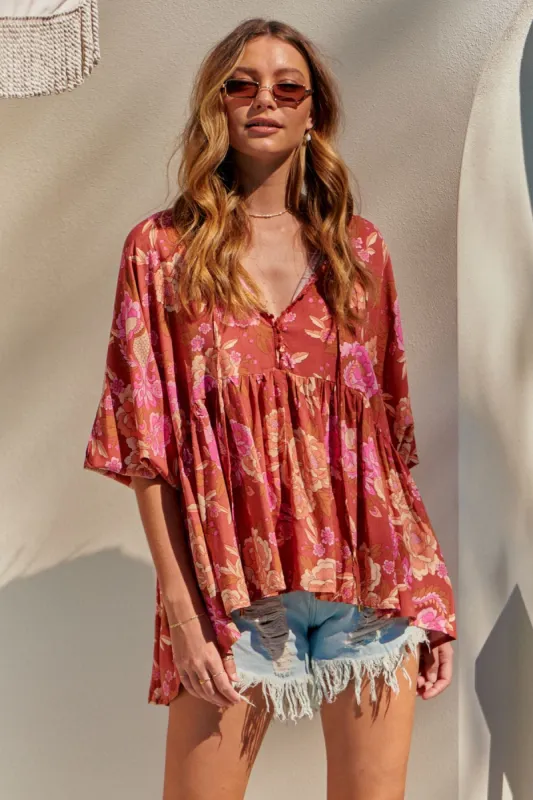 Woodstock Print Chloe Top sold by Lilac and Mila