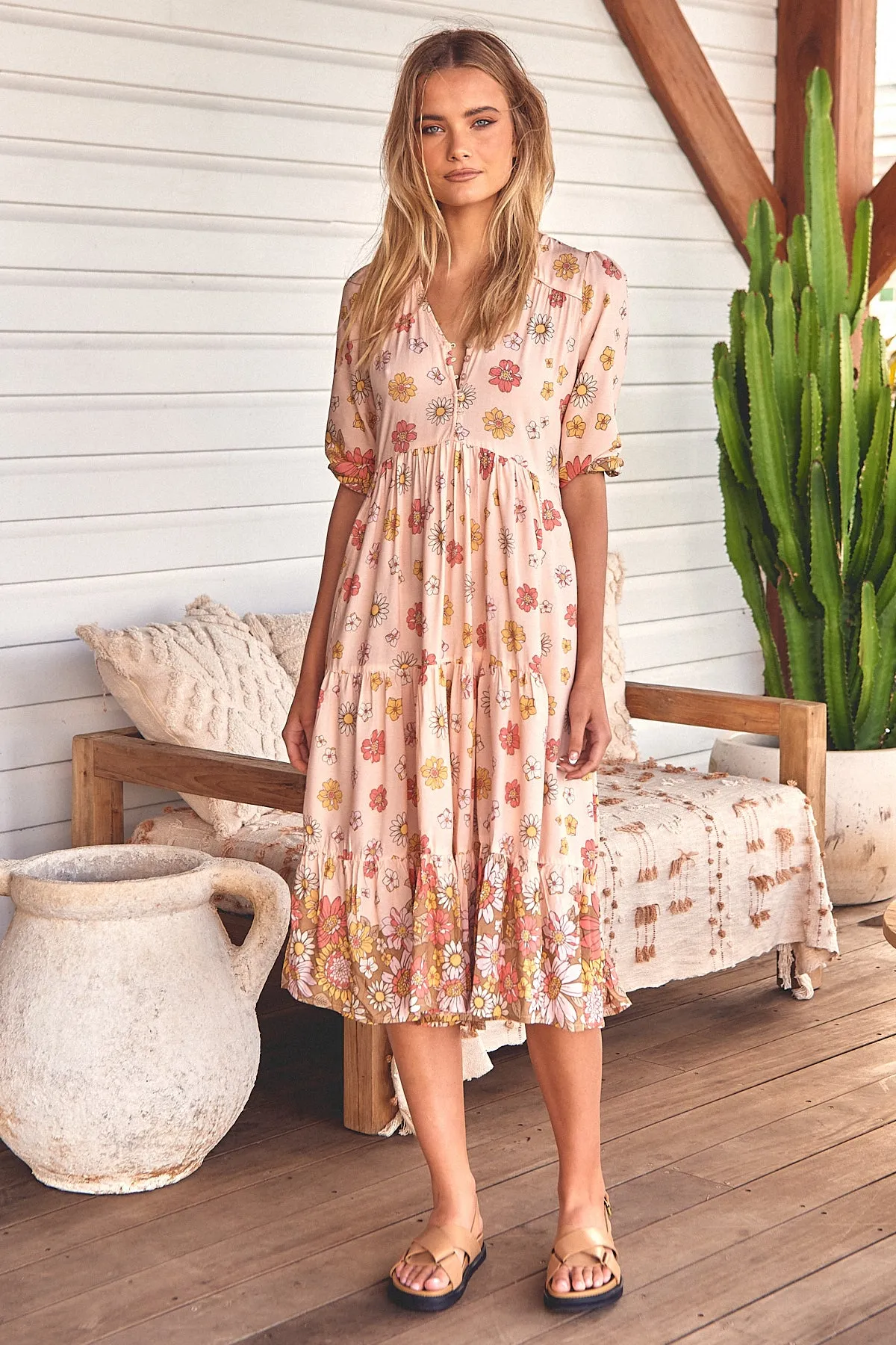 Daisies Print Eve Midi Dress sold by Lilac and Mila
