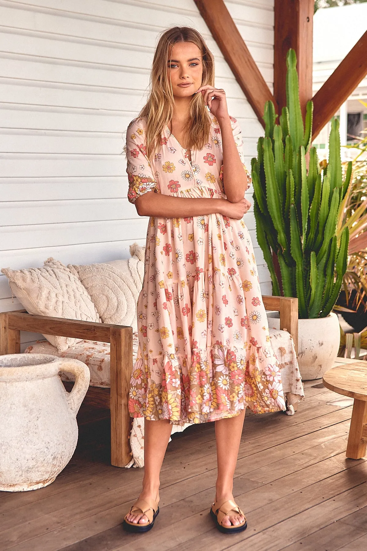 Daisies Print Eve Midi Dress sold by Lilac and Mila product image thumbnail 4