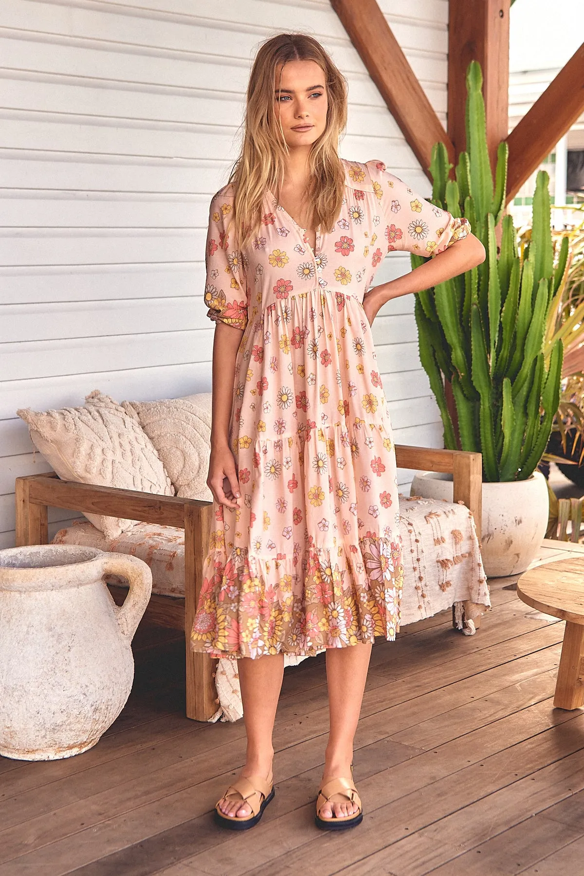 Daisies Print Eve Midi Dress sold by Lilac and Mila product image thumbnail 2