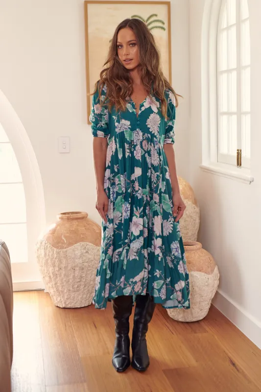 Araminta Print Eve Midi Dress sold by Lilac and Mila