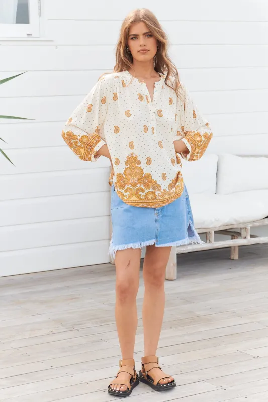 Sundown Print Rylee Blouse sold by Lilac and Mila