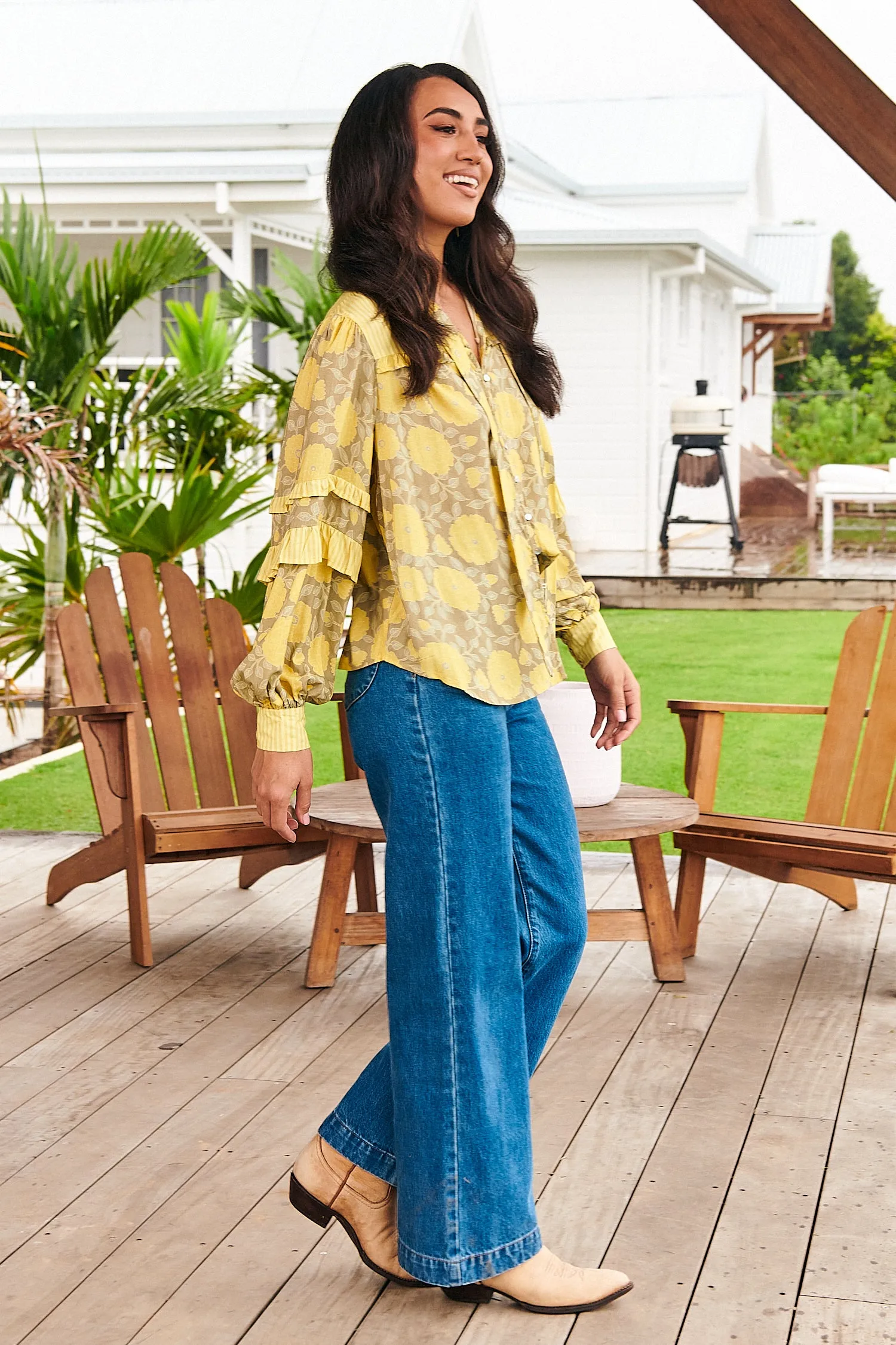 Yellow Brighton Print Oliver Shirt sold by Lilac and Mila product image thumbnail 3