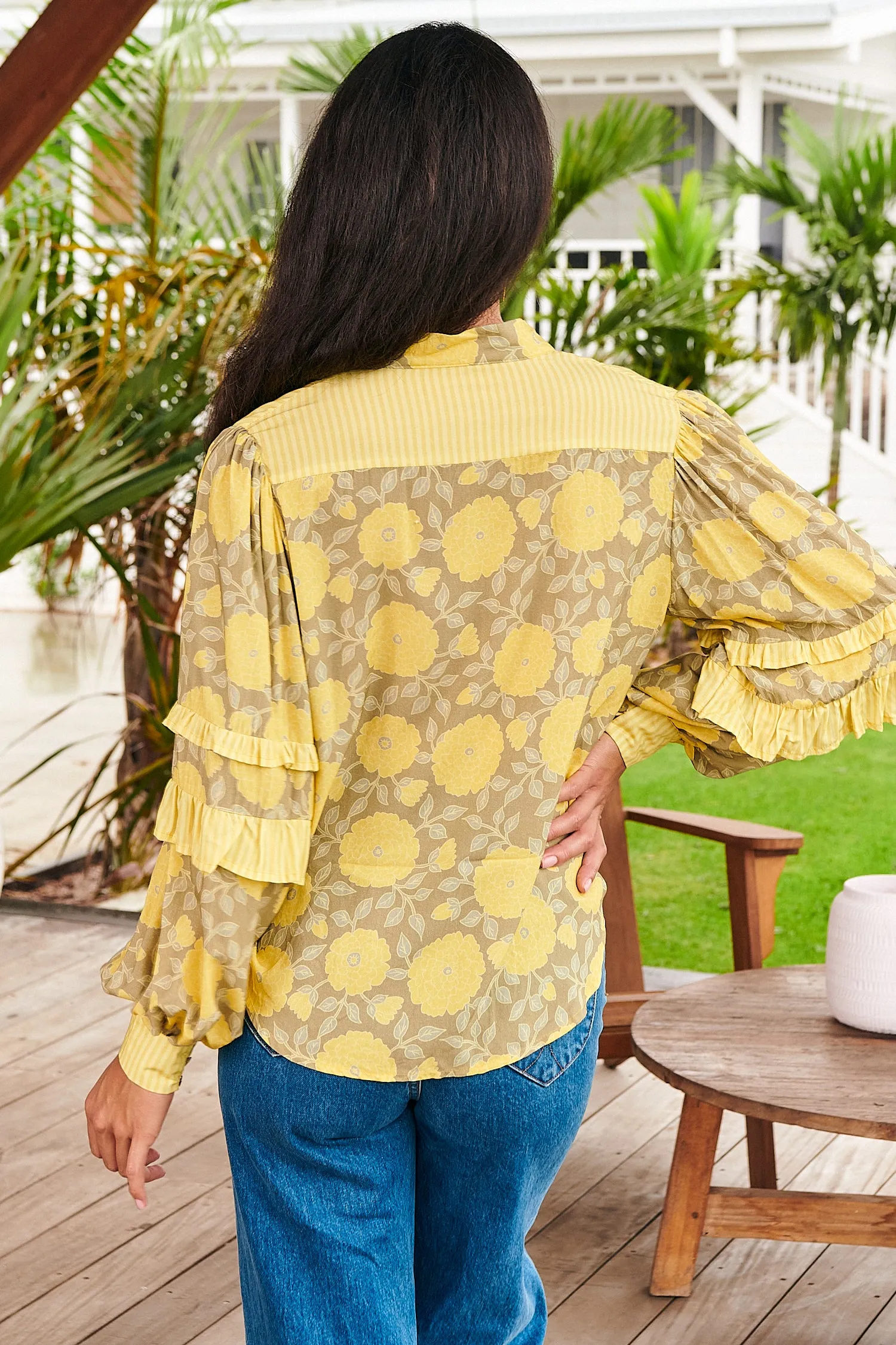 Yellow Brighton Print Oliver Shirt sold by Lilac and Mila product image thumbnail 4