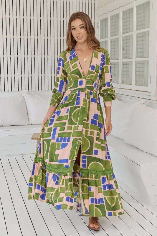 Mystic Matcha Print Tabitha Maxi Dress sold by Lilac and Mila