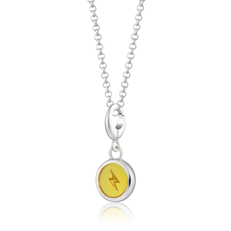 Silver Yellow Lightning Resin Capture Charm Necklace sold by Lily Charmed