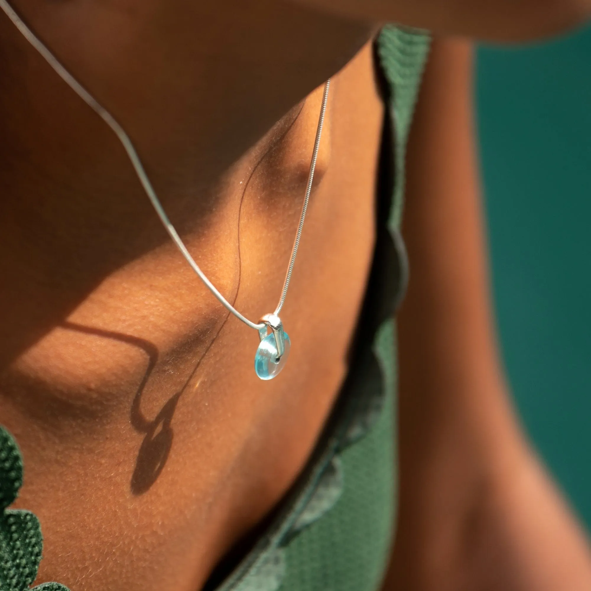 Silver Turquoise Spinning Disc Necklace sold by Lily Charmed product image thumbnail 4