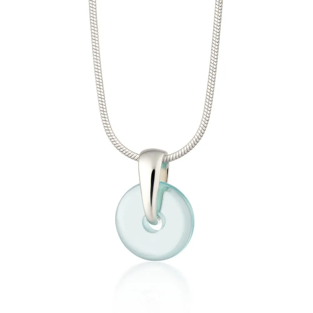Silver Turquoise Spinning Disc Necklace sold by Lily Charmed