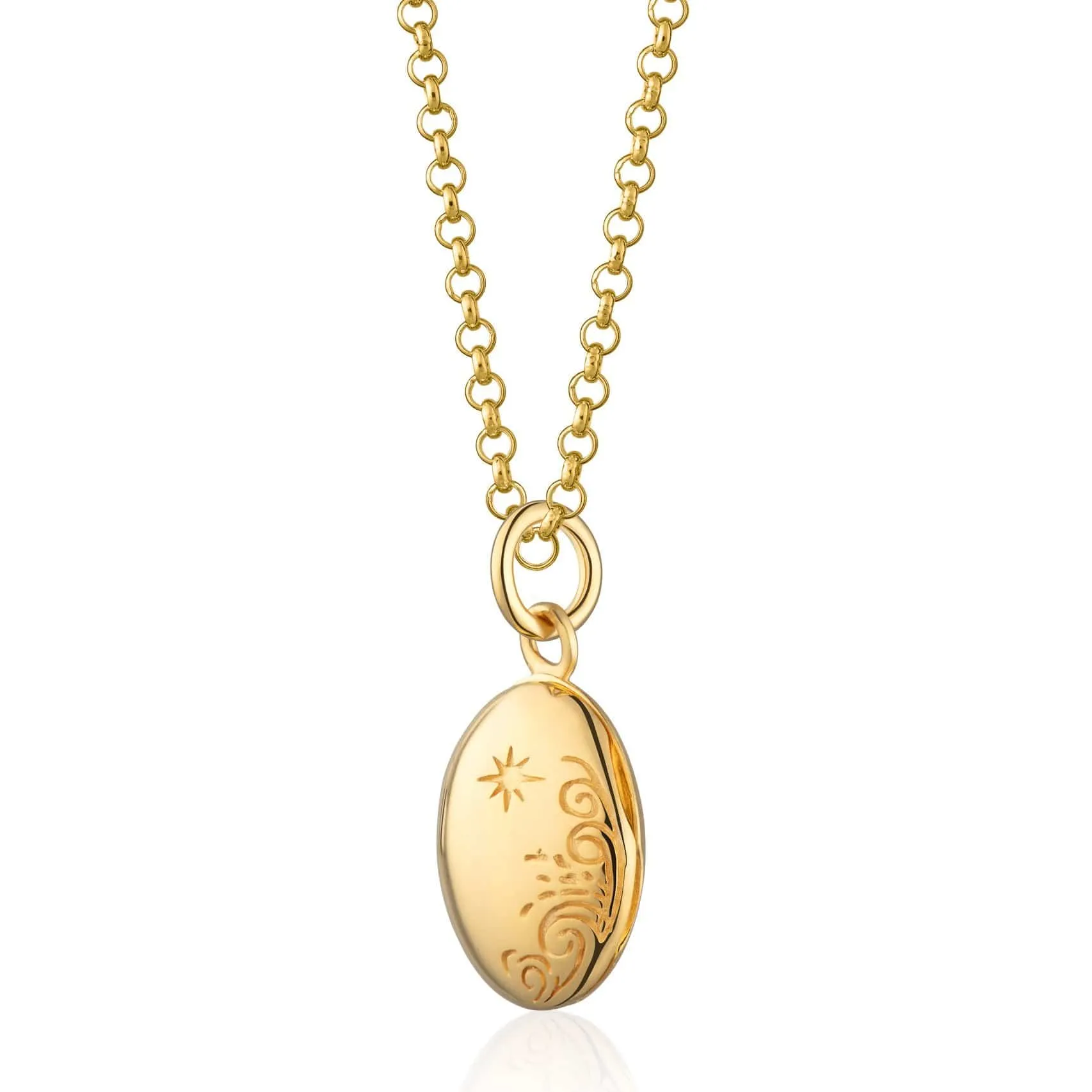 Gold Plated Tiny Celestial Locket Necklace sold by Lily Charmed