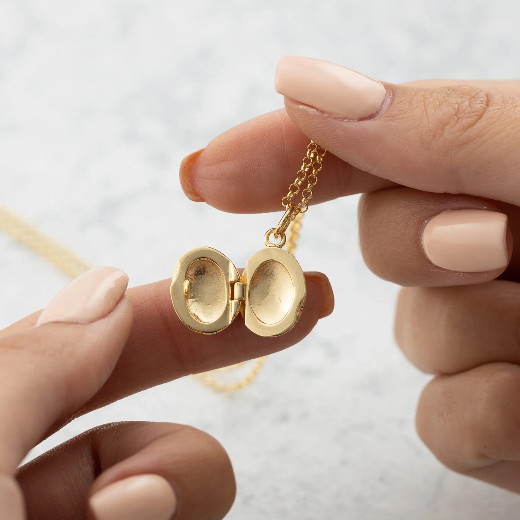 Gold Plated Tiny Celestial Locket Necklace sold by Lily Charmed product image thumbnail 5