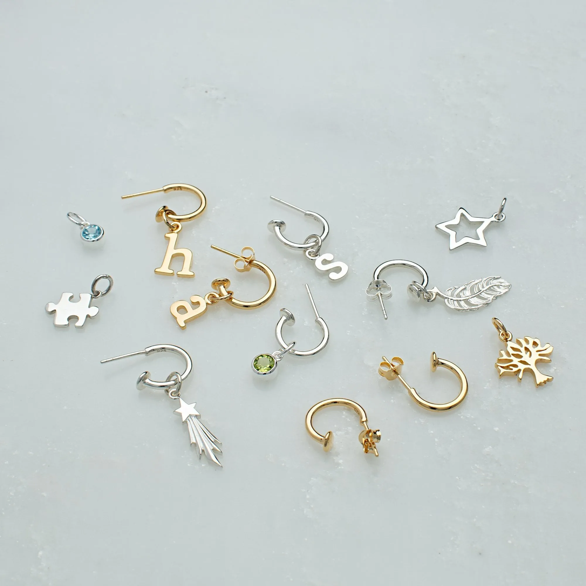 Silver Charm Hoop Earrings sold by Lily Charmed product image thumbnail 3