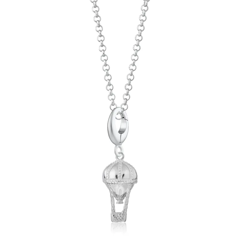 Silver Hot Air Balloon Charm Necklace sold by Lily Charmed