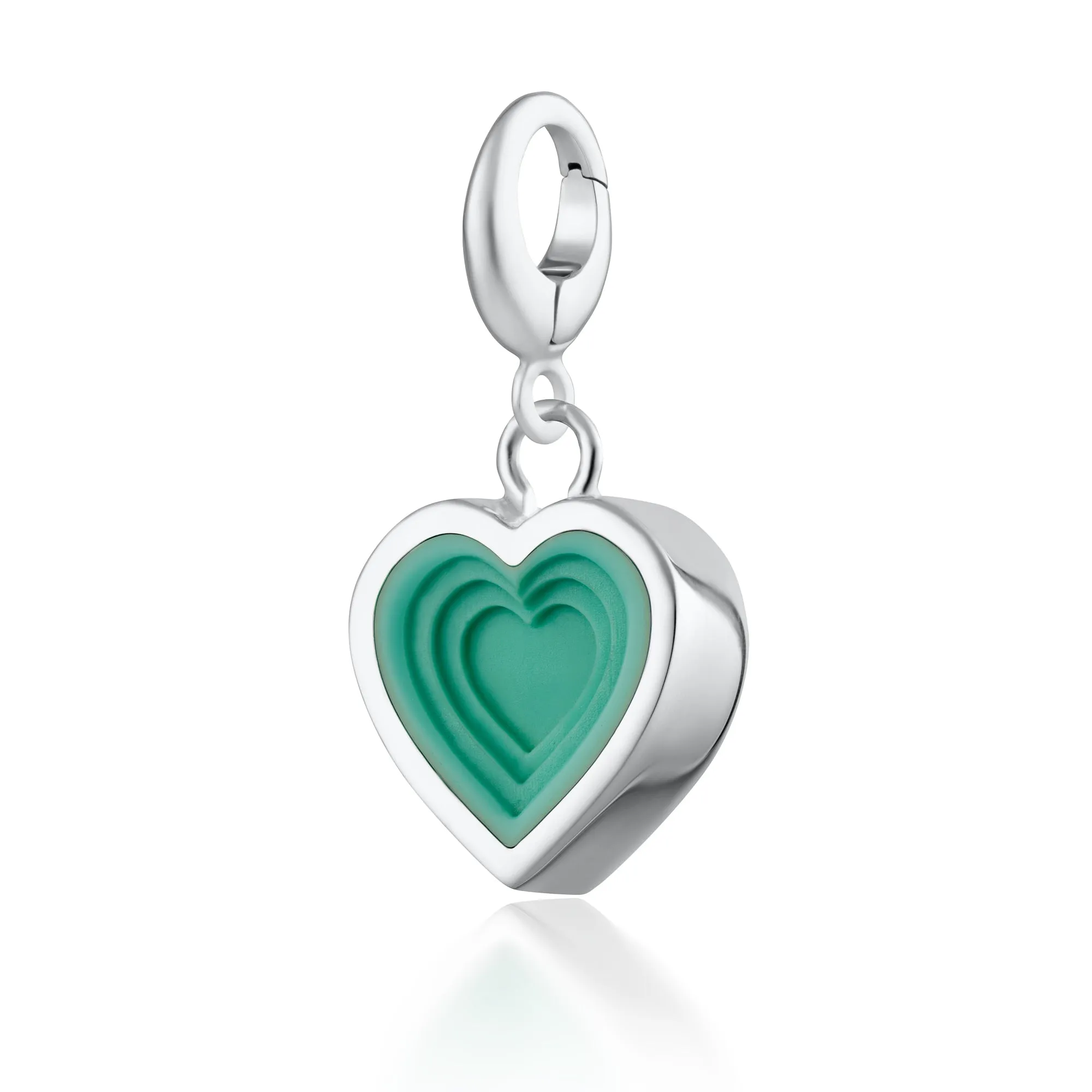 Silver Geometric Turquoise Heart Charm sold by Lily Charmed