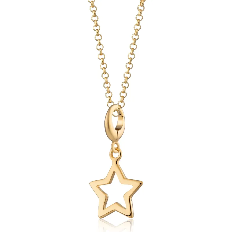 Gold Open Star Charm Necklace sold by Lily Charmed
