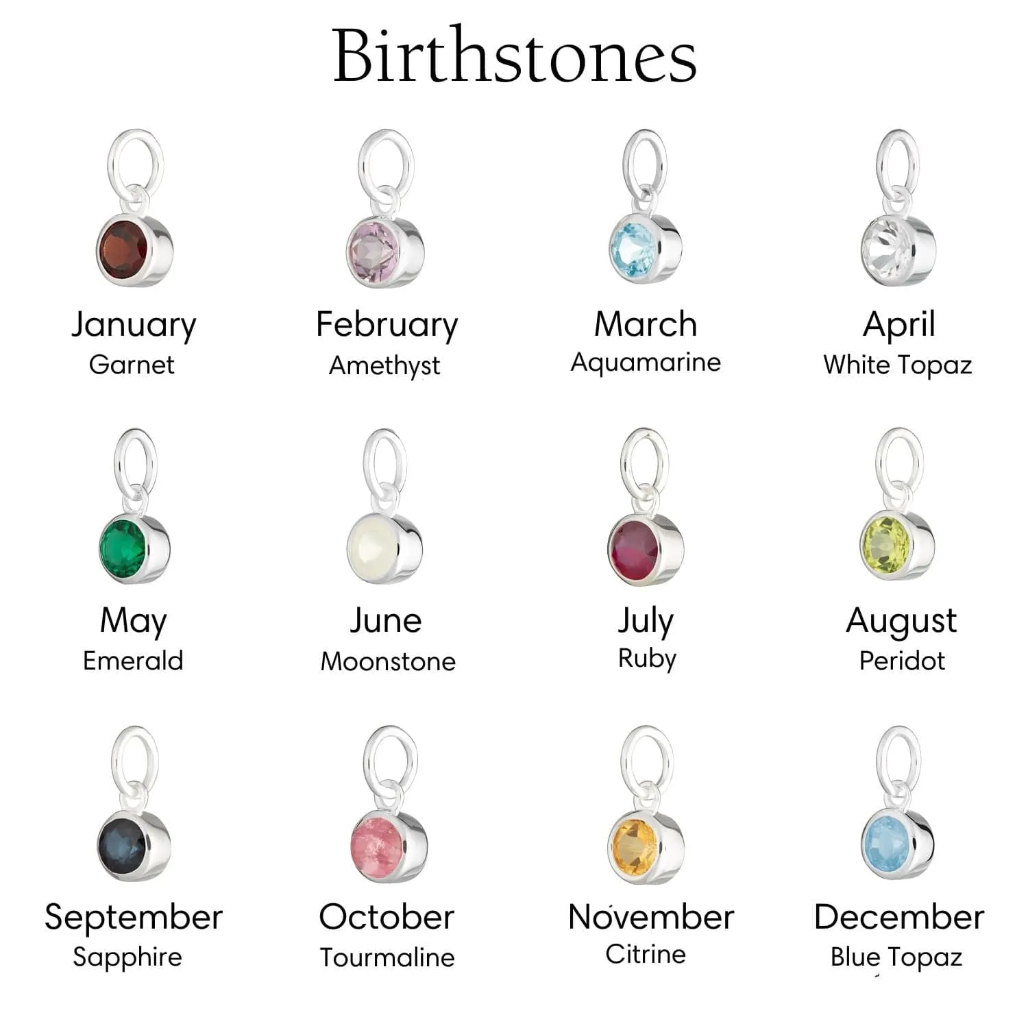 Engraved Pebble & Birthstone Charm Necklace sold by Lily Charmed product image thumbnail 4