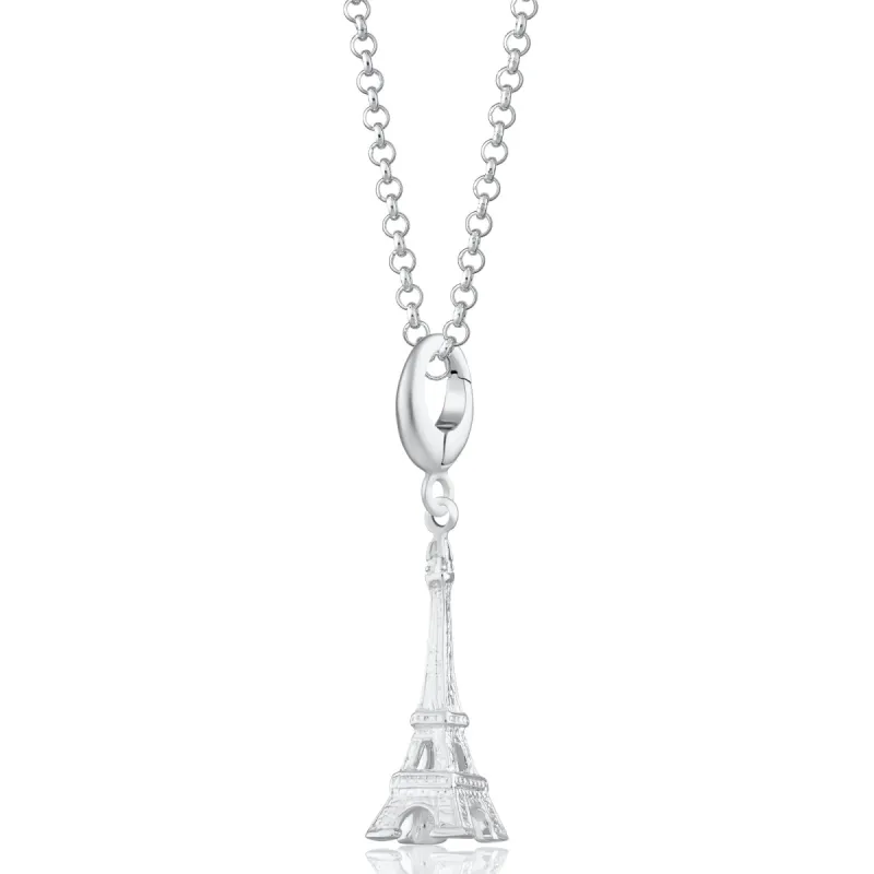 Silver Eiffel Tower Charm Necklace sold by Lily Charmed