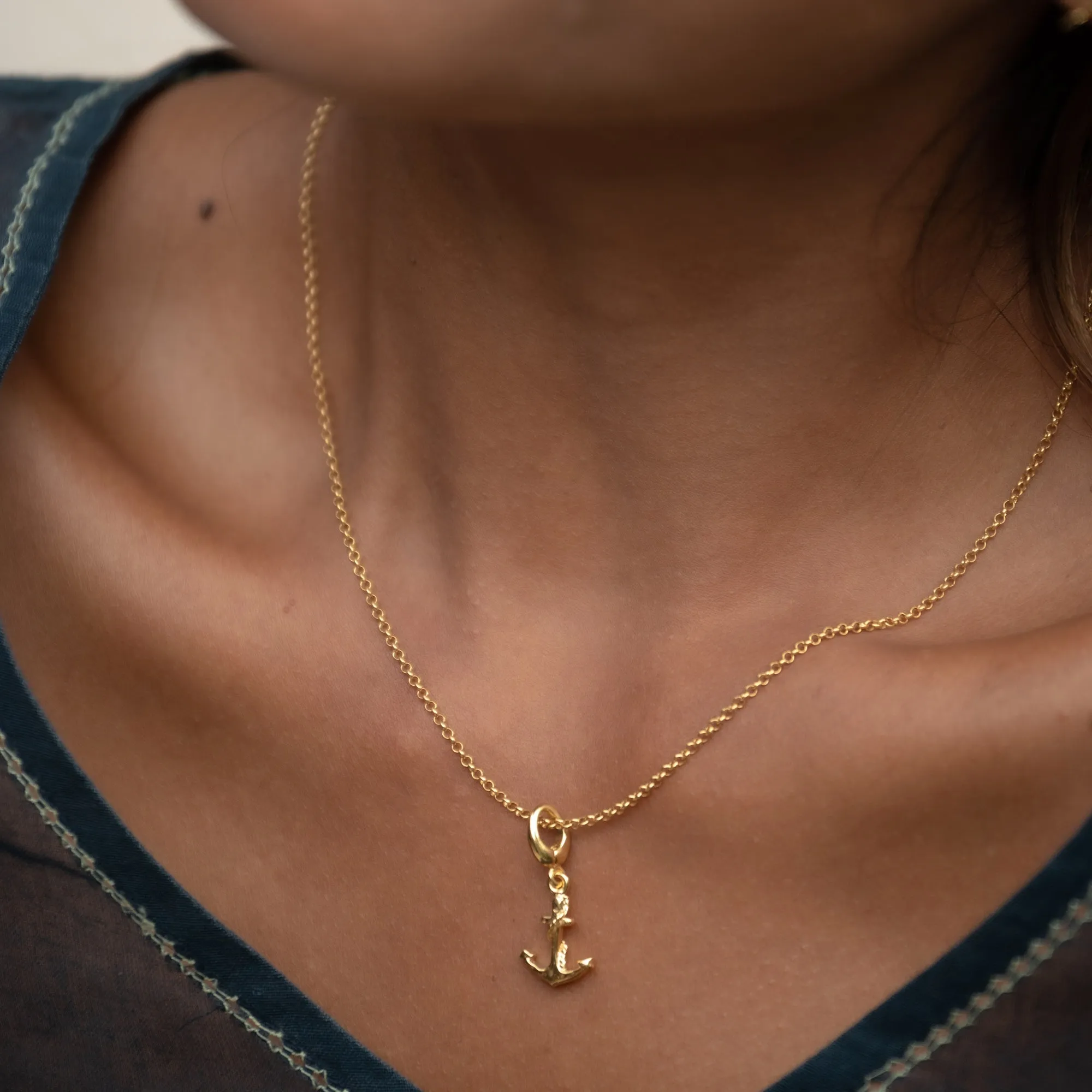 Gold Anchor Charm Necklace sold by Lily Charmed product image thumbnail 3