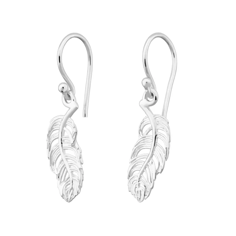 Silver Feather Hook Earrings sold by Lily Charmed