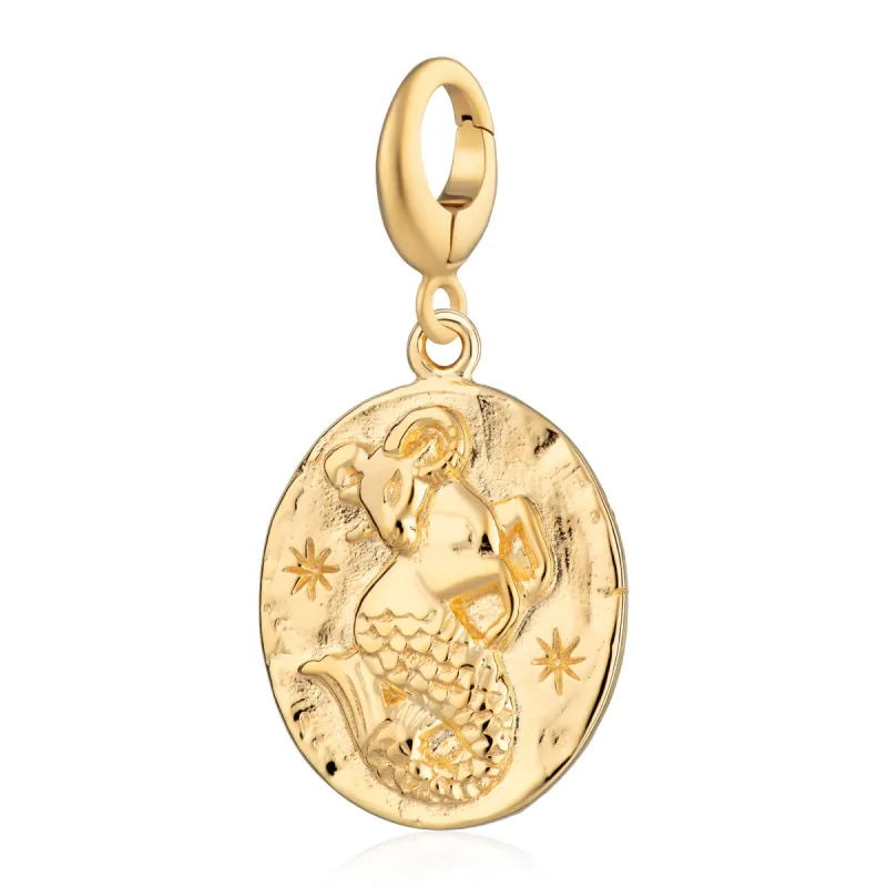 Engraved Gold Plated Capricorn Zodiac Charm sold by Lily Charmed