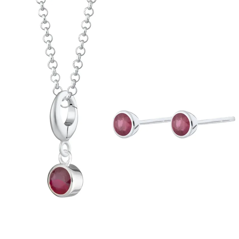 July  Birthstone Jewellery Set (Ruby) sold by Lily Charmed
