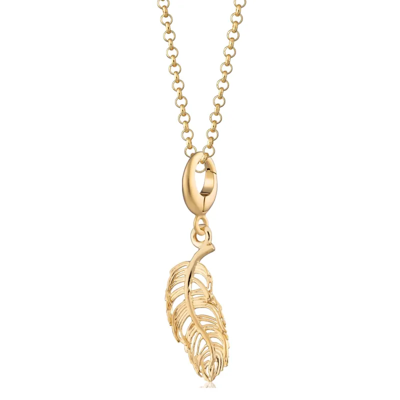 Gold Feather Charm Necklace sold by Lily Charmed