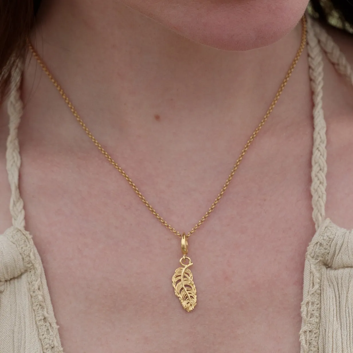 Gold Feather Charm Necklace sold by Lily Charmed product image thumbnail 2