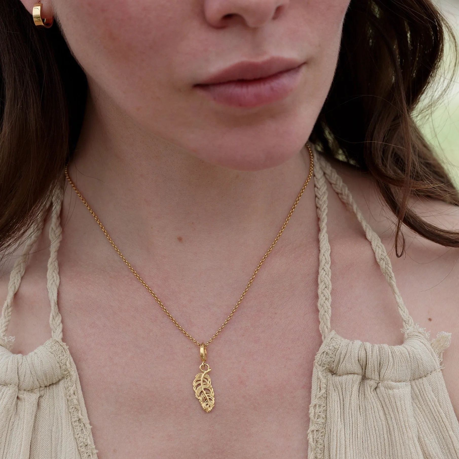 Gold Feather Charm Necklace sold by Lily Charmed product image thumbnail 3