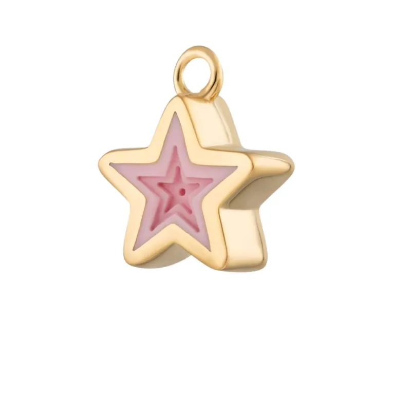 Gold Plated Geometric Pink Star Earring Charm sold by Lily Charmed