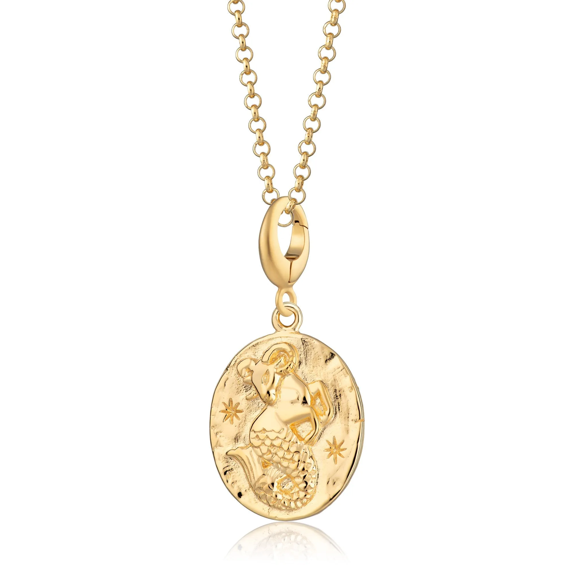 Engraved Gold Capricorn Zodiac Charm Necklace sold by Lily Charmed