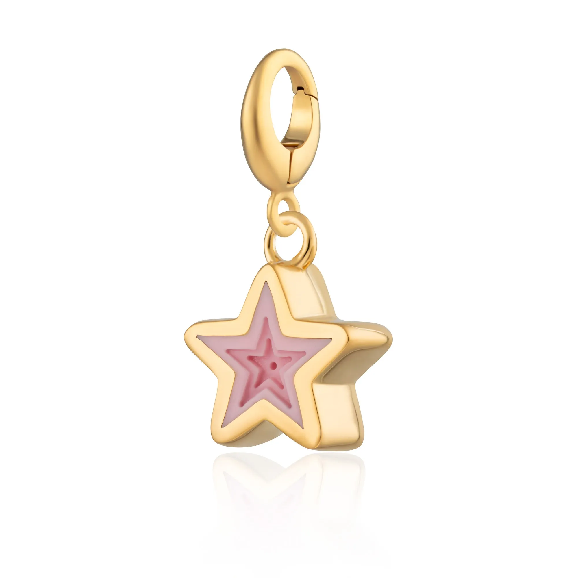 Gold Plated Geometric Pink Star Charm sold by Lily Charmed