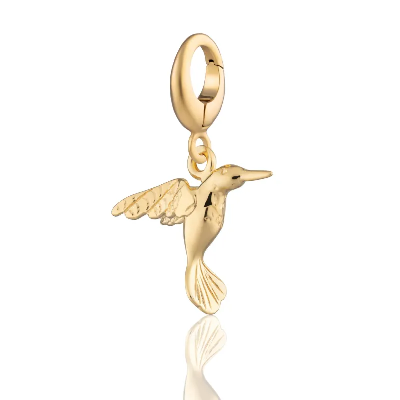 Gold Plated Hummingbird Charm sold by Lily Charmed