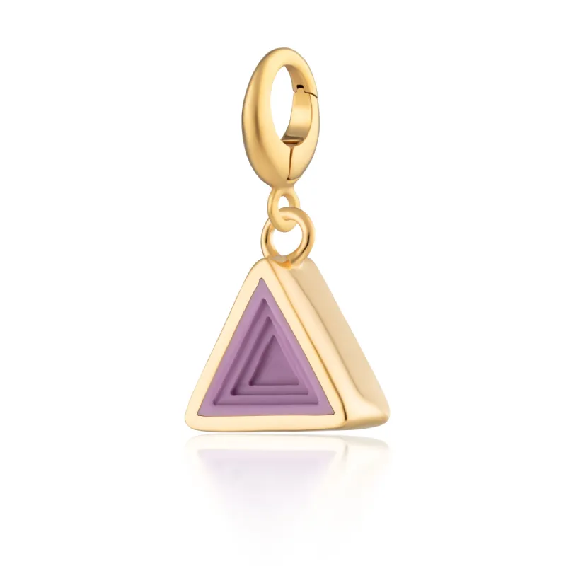 Gold Plated Geometric Purple Triangle Charm sold by Lily Charmed