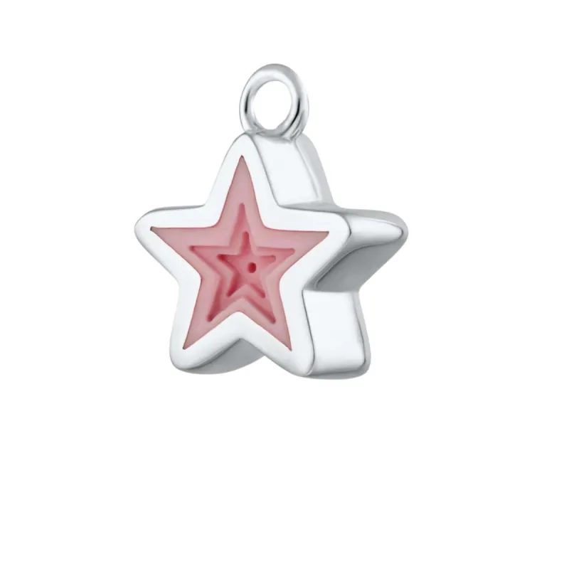 Silver Geometric Pink Star Earring Charm sold by Lily Charmed