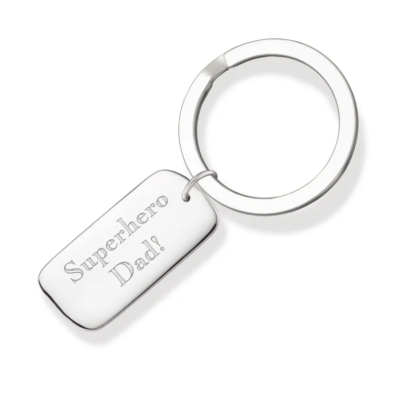 Engraved Silver Tag Key Ring sold by Lily Charmed