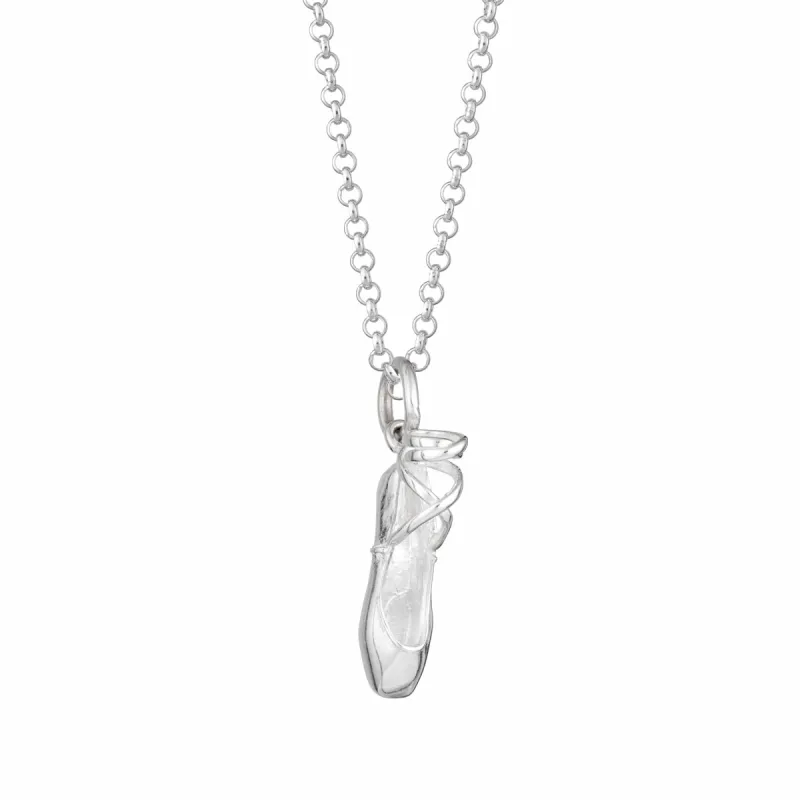 Silver Pointe Ballet Shoe Charm Necklace sold by Lily Charmed