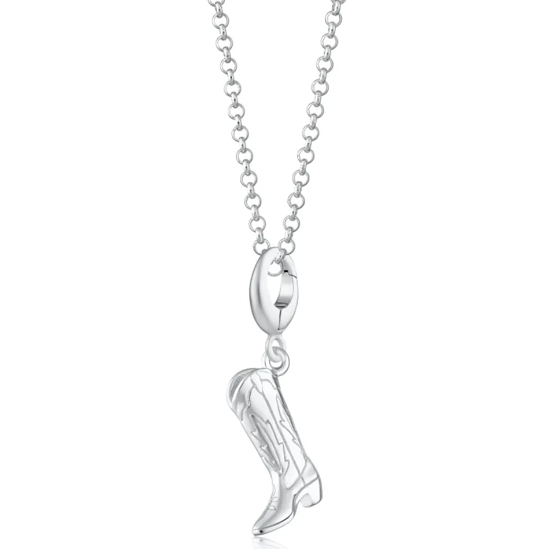 Silver Cowboy Boot Necklace sold by Lily Charmed