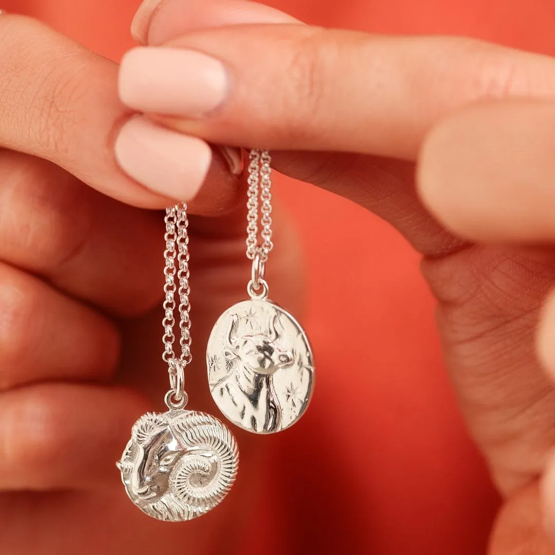 Engraved Silver Taurus Zodiac Charm Necklace sold by Lily Charmed product image thumbnail 2