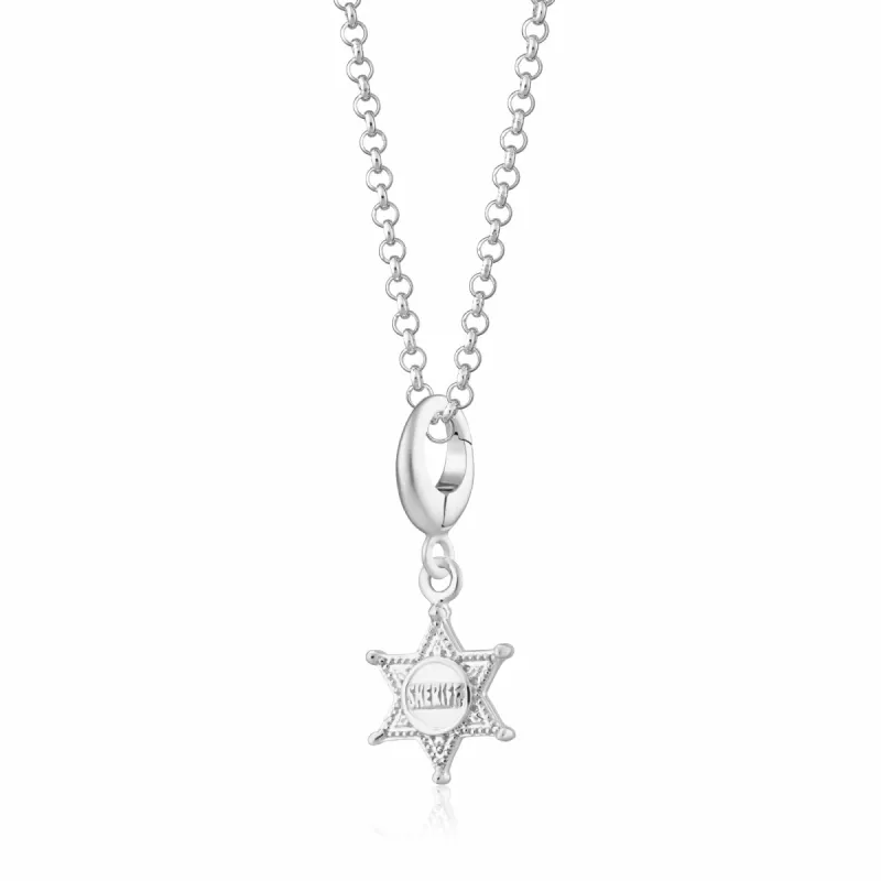 Silver Sheriff Badge Charm Necklace sold by Lily Charmed