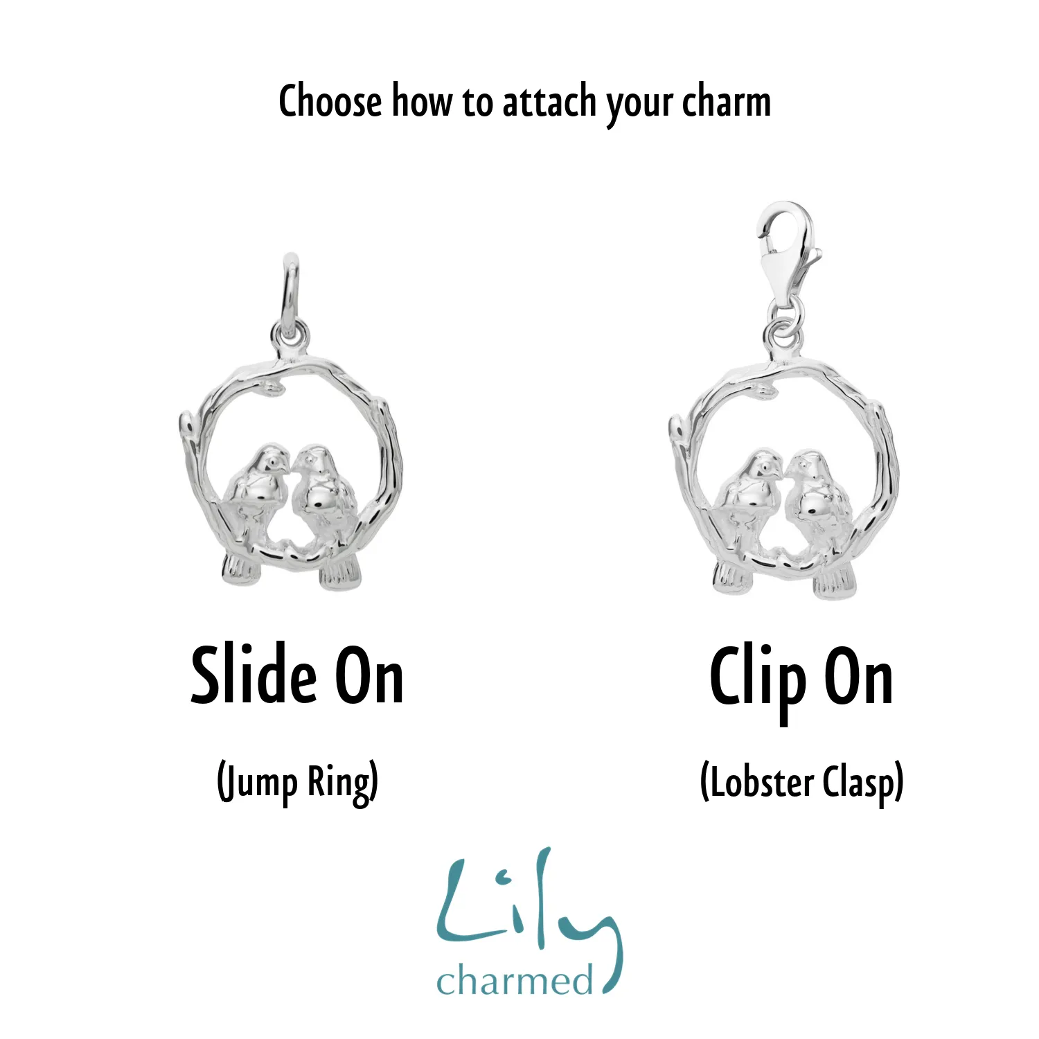 Silver Love Birds Charm sold by Lily Charmed product image thumbnail 3