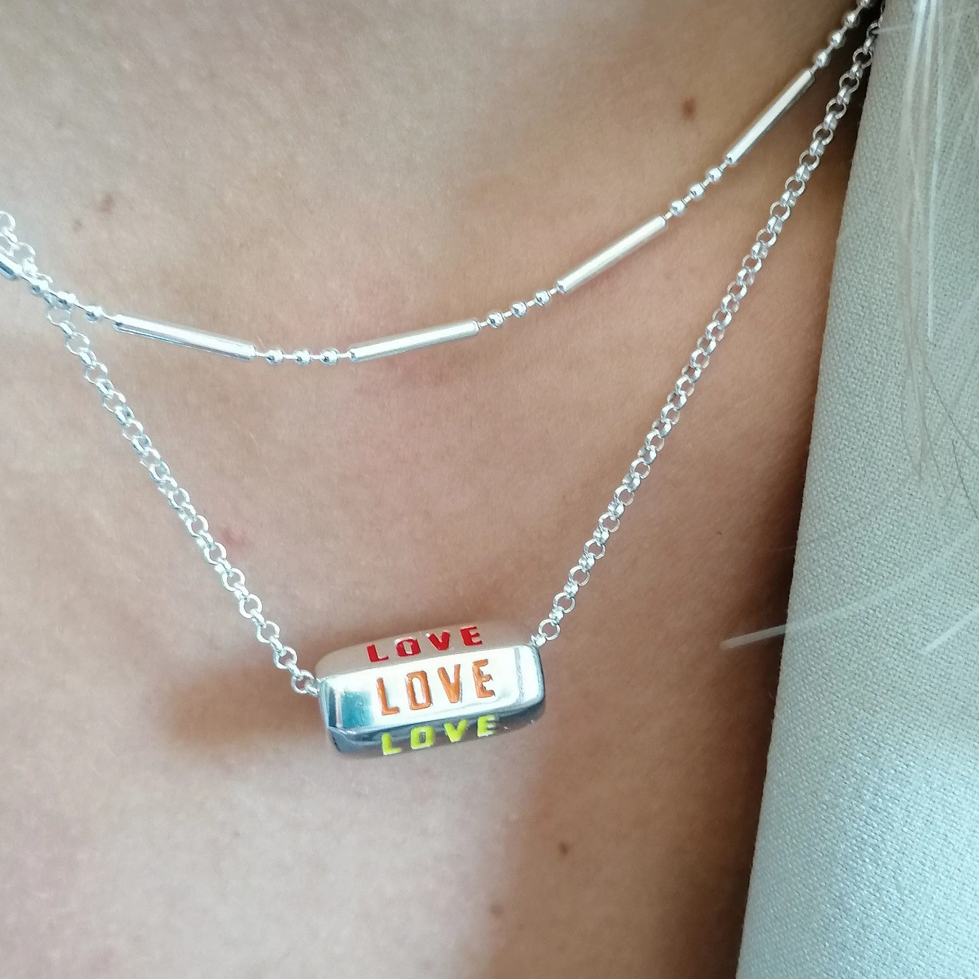 Silver Love is All Around Necklace (Rainbow) sold by Lily Charmed product image thumbnail 4