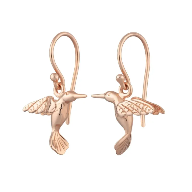 Rose Gold Plated Hummingbird Hook Earrings sold by Lily Charmed