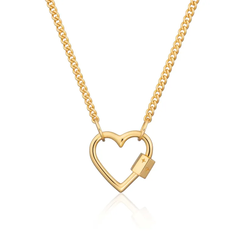 Gold Heart Carabiner Curb Chain Necklace sold by Lily Charmed