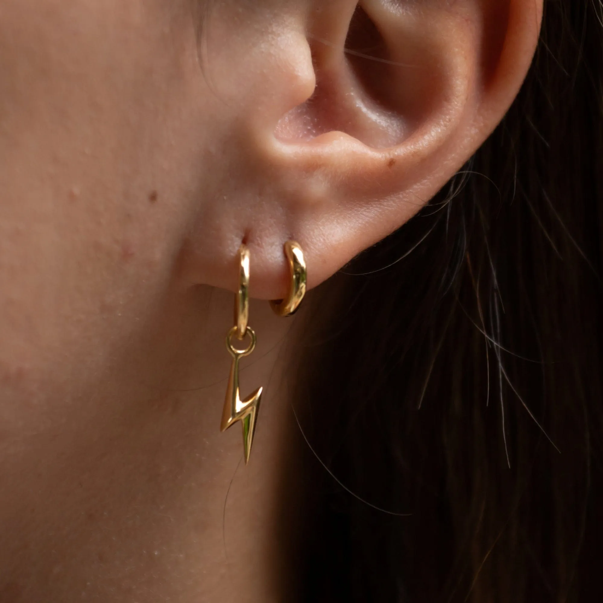 Gold Plated Lightning Bolt Charm Hoop Earrings sold by Lily Charmed product image thumbnail 2