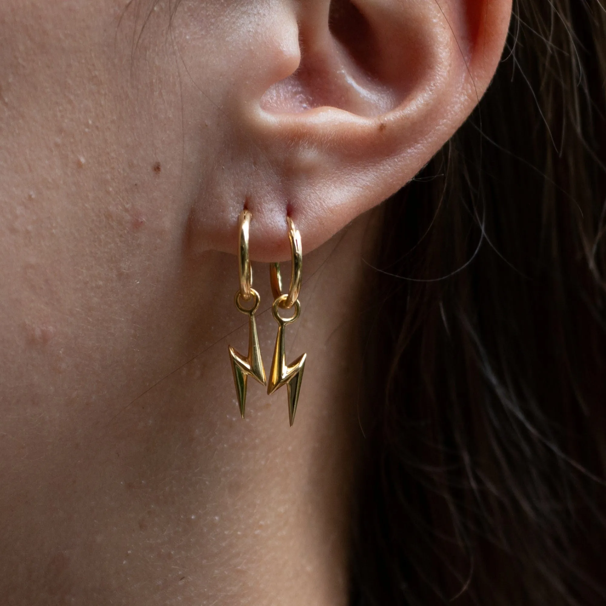 Gold Plated Lightning Bolt Charm Hoop Earrings sold by Lily Charmed product image thumbnail 3
