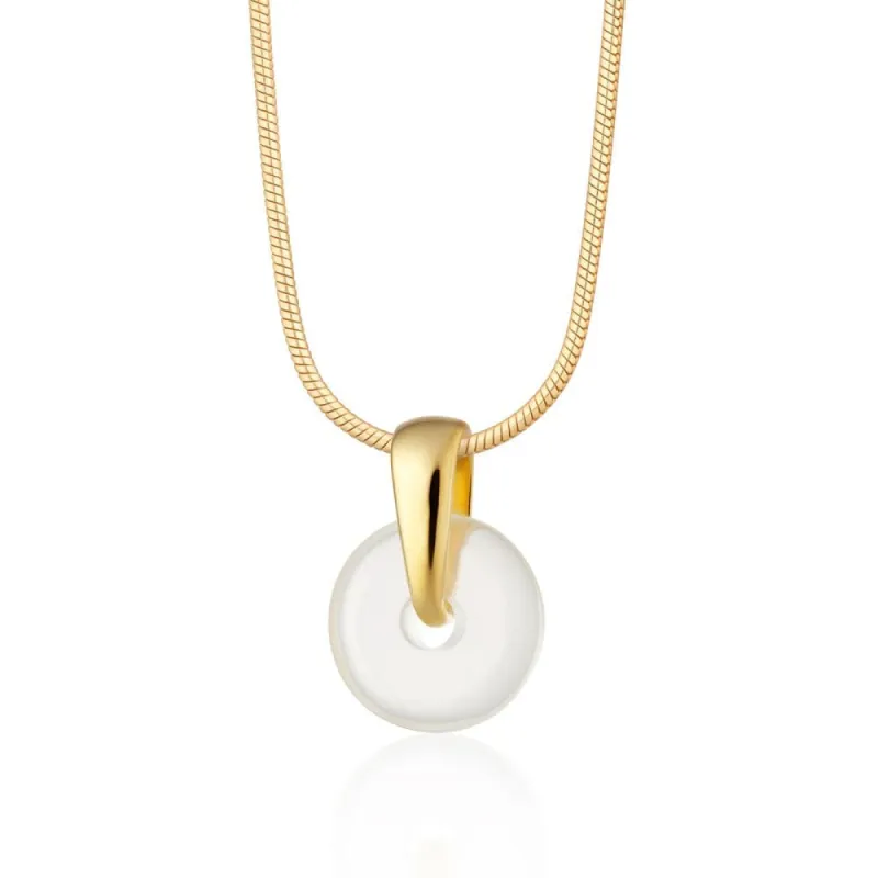 Gold Plated Clear Spinning Disc Necklace sold by Lily Charmed