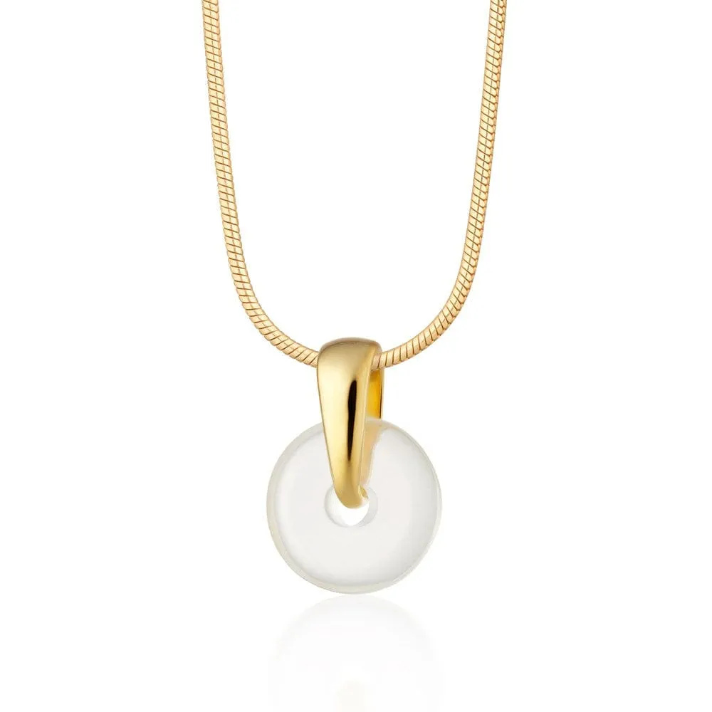 Gold Plated Clear Spinning Disc Necklace sold by Lily Charmed