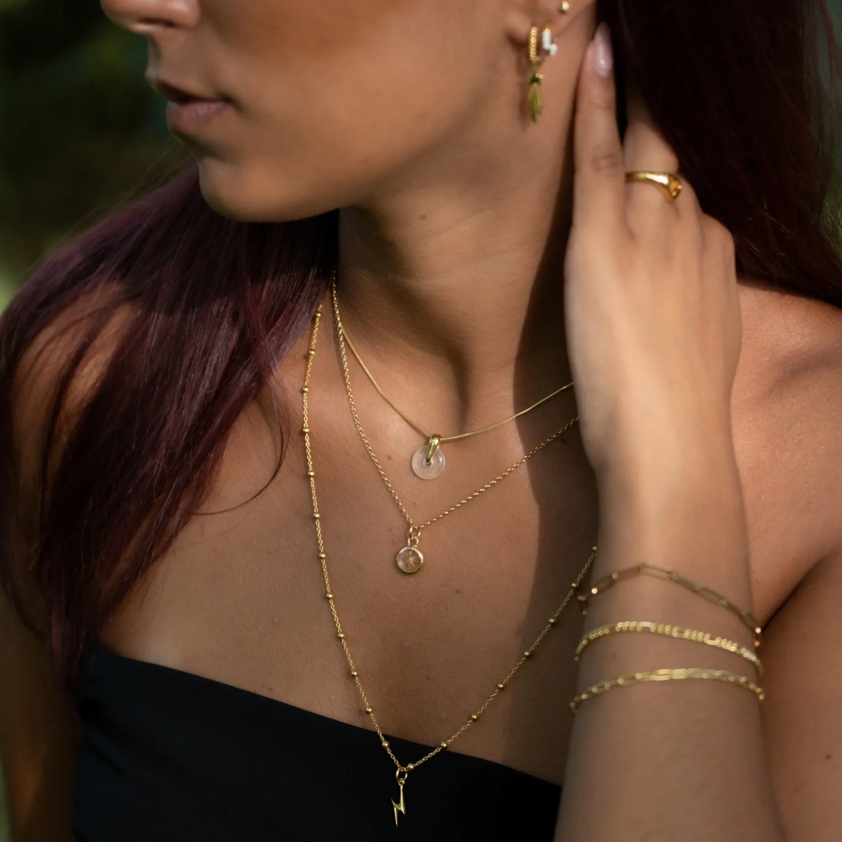 Gold Plated Clear Spinning Disc Necklace sold by Lily Charmed product image thumbnail 3