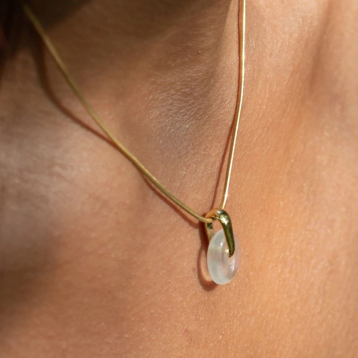 Gold Plated Clear Spinning Disc Necklace sold by Lily Charmed product image thumbnail 5